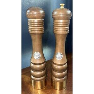 Vintage Nasco Masterpieces in Wood Salt Shaker Pepper Grinder 10" Set Japan